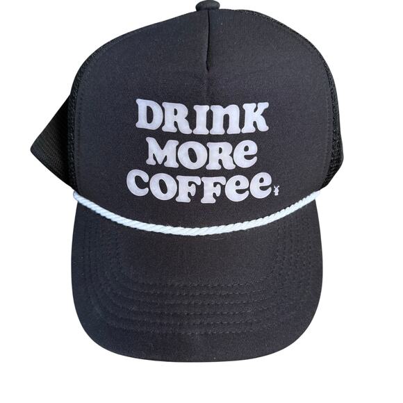 Dutch Bros Drink More Coffee Trucker Hat Black One Size Adjustable Baseball Cap - Picture 1 of 8